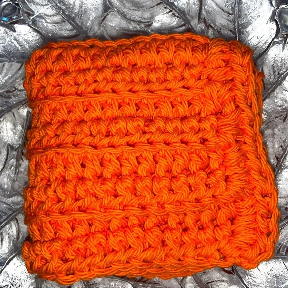 HAND CRAFTED Colorful Tangerine 100% Cotton All Purpose Wash or Dish Cloths